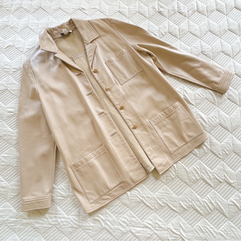 ST. JOHN Sport Leather Jacket By Marie S Italy Luxury (read) (F)
